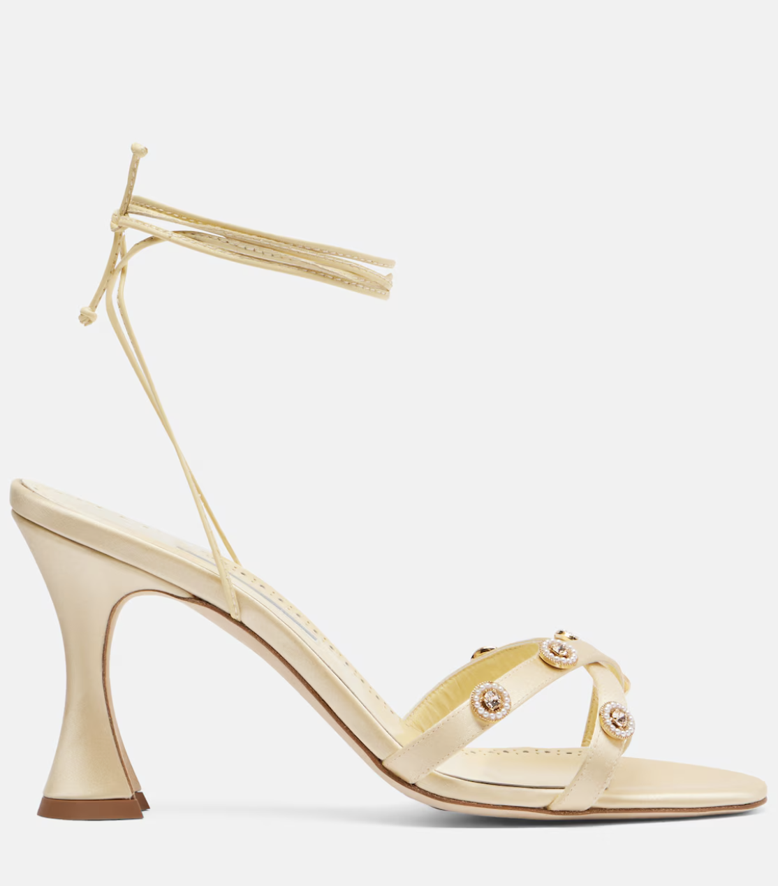 Manolo Blahnik Pelysaka 95 Embellished Satin Sandals