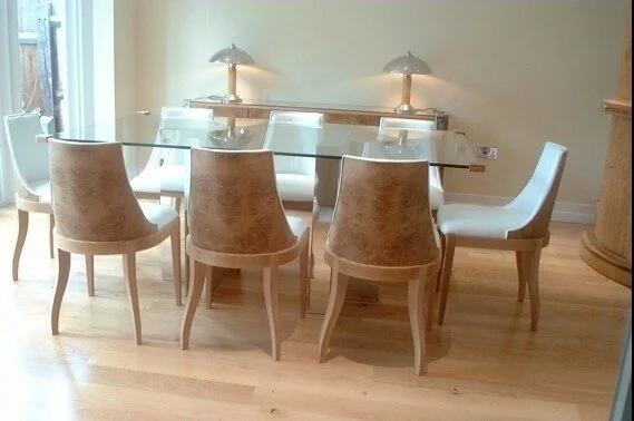 deco dining suite burr oak chiars 