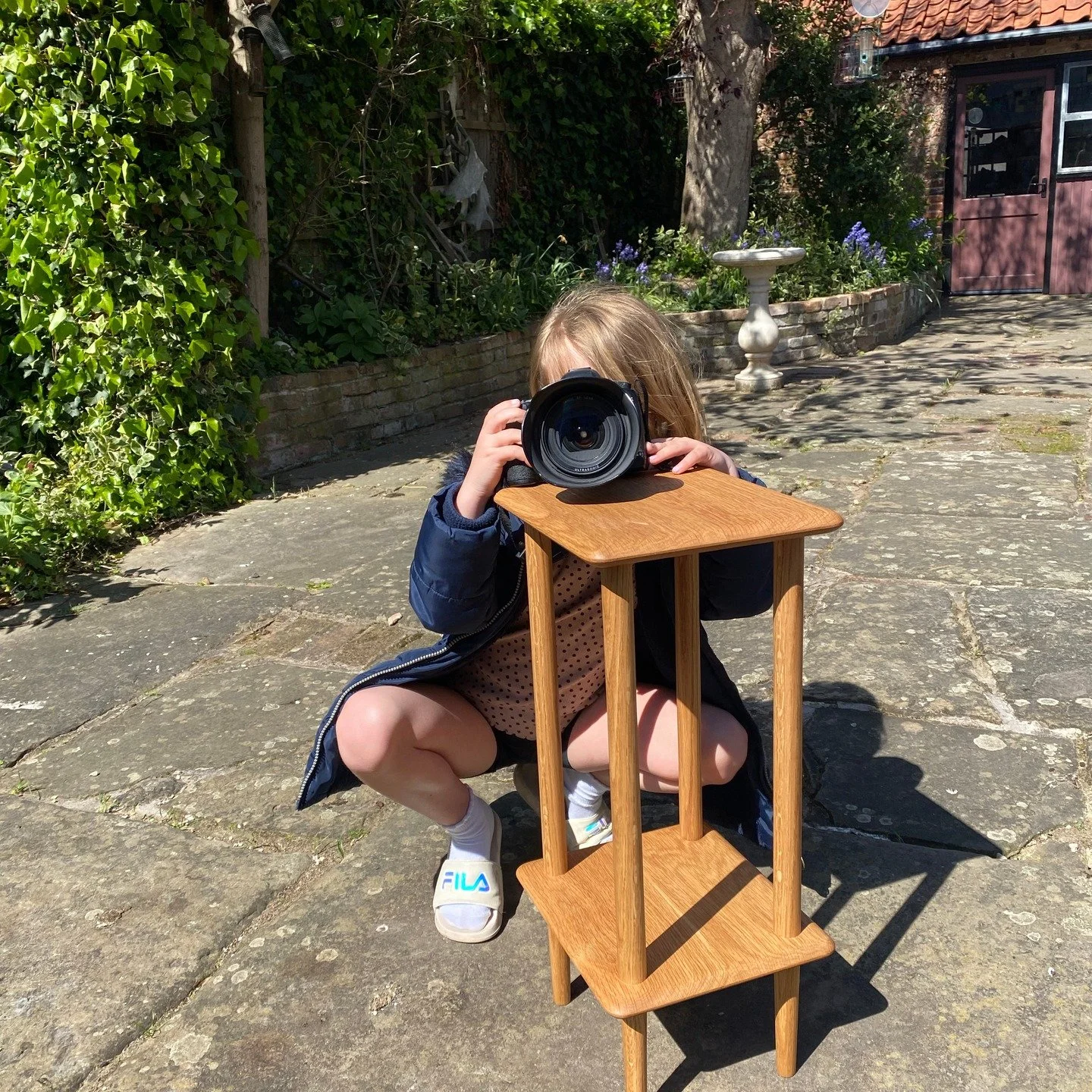 Mini apprentice on set today. Off school sick but still keen to get involved. Not a bad effort for her first photoshoot.

This little oak side table is now finished and ready for its new home. Inspired by Ercol, with clean lines and everyday practica