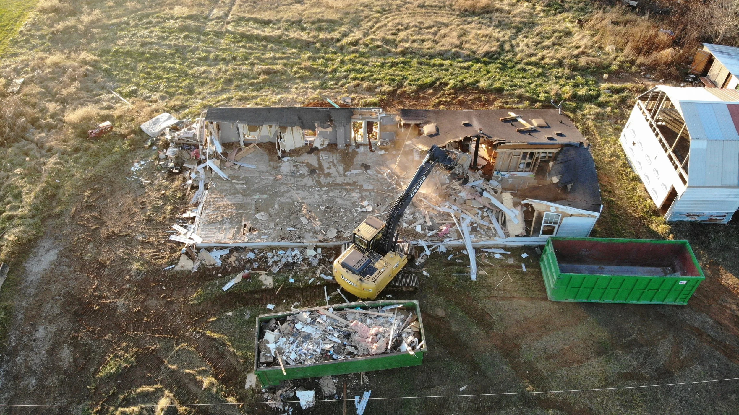 demolition and cleanup of a trailer house