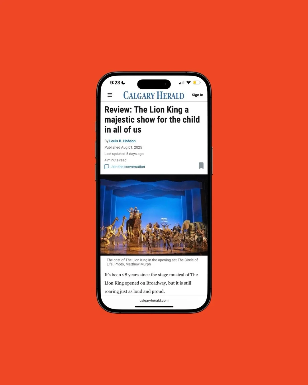 When media buzz hits like a 🦁 ROAR! 🤝🙏🎟️

@bactouring&rsquo;s @thelionking has been roaring across Alberta for five unforgettable weeks &mdash; and now there&rsquo;s just ONE WEEK LEFT before the Pride heads west to Vancouver for four glorious we