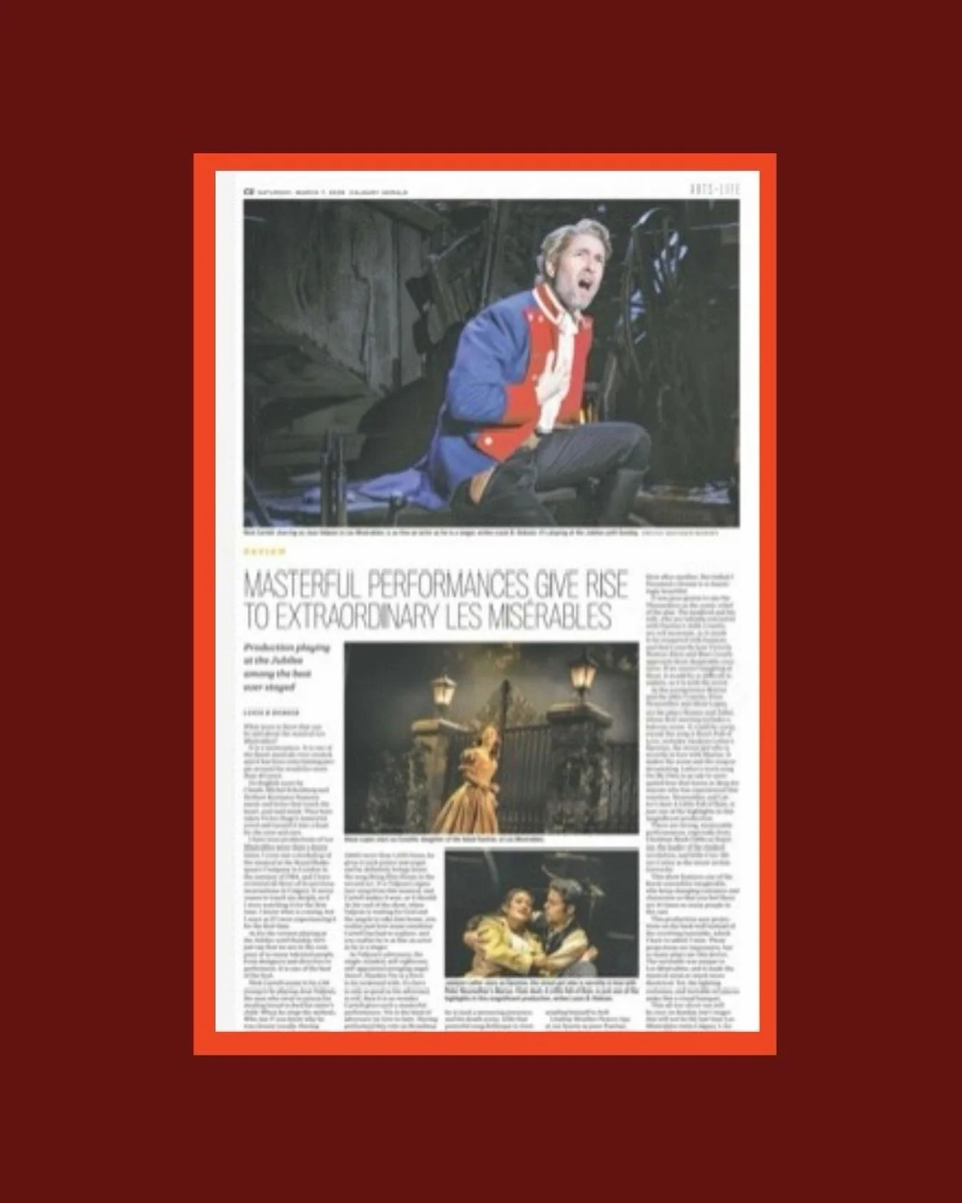 📰 COVERAGE REPORT // 

What more is there that can be said about the musical Les Mis&eacute;rables? It is a masterpiece,&rdquo; started Calgary Herald&rsquo;s review of @bactouring @lesmizus by Louis B Hobson. You can find the full rave review onlin