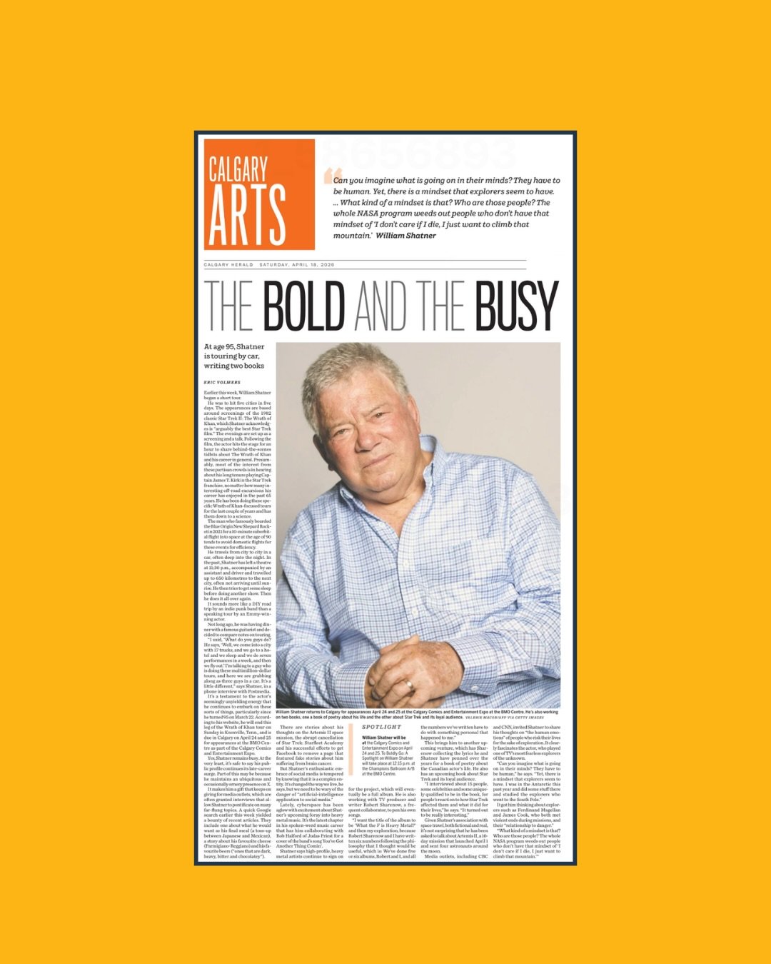 📰 COVERAGE REPORT // 

Eric Volmers @ericvol always gets the best out of his subjects. Check out his one-on-one with the Captain before he appears at @calgaryexpo this weekend. 

#CALGARYEXPO #LLAP 🖖