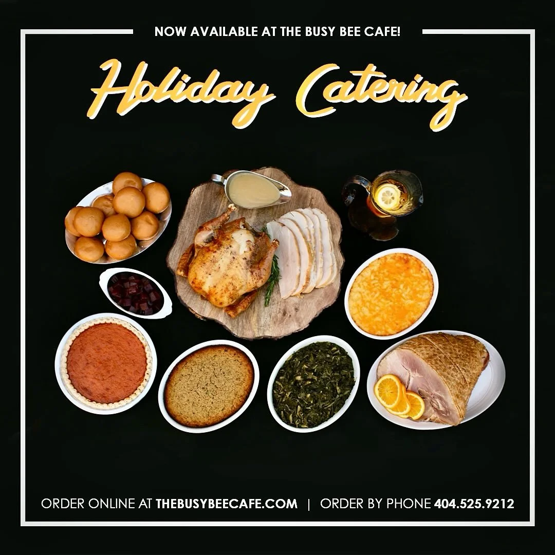 Busy Bee HOLIDAY Catering is NOW OPEN! This Year ALL Holiday Packages Come with a Additional 3rd Side! 🐝🥰 We Look Forward to Making Your Holidays Special! Place Your Orders Now by November 22nd at Noon. Order Now at TheBusyBeeCafe.com 🐝