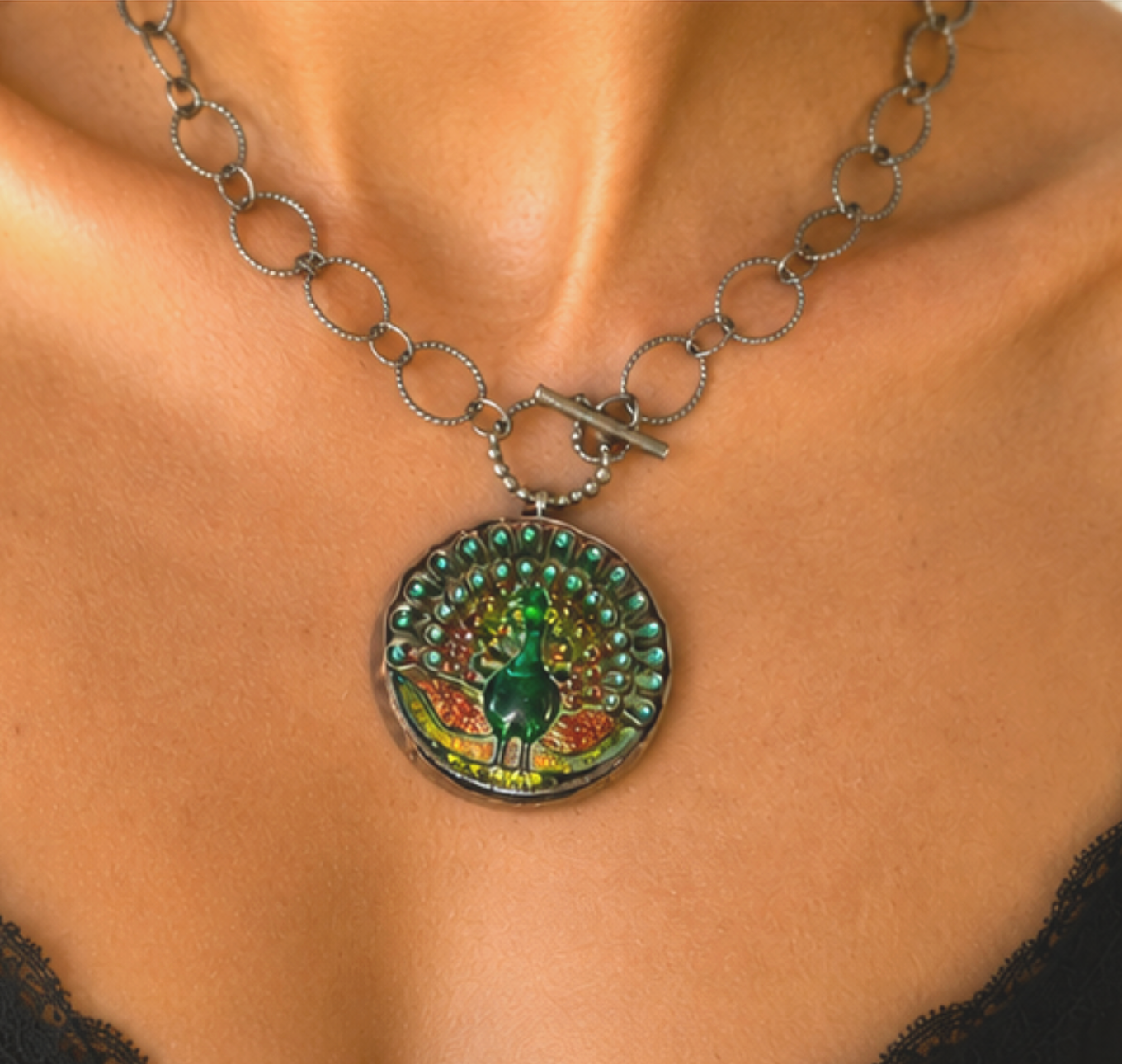 Peacock Toggle Necklace