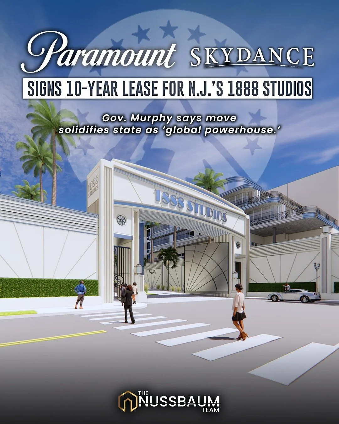Another big film and TV studio is settling into New Jersey.
Paramount Skydance&nbsp;has just signed a 10-year lease for Bayonne&rsquo;s&nbsp;1888 Studios.
Paramount is set to occupy more than 285,000 square feet of the planned 58-acre facility, which
