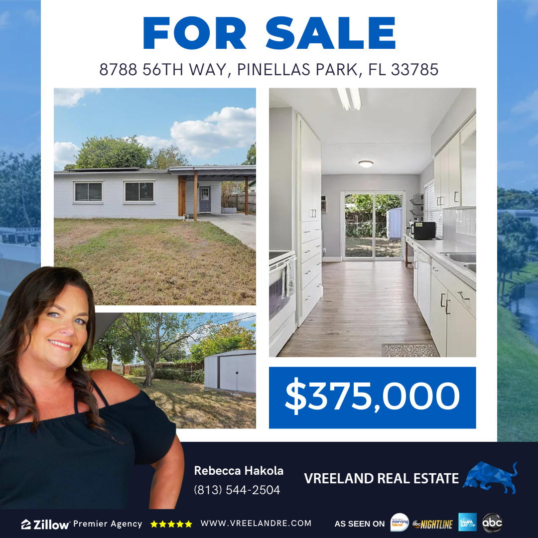 Front exterior view of 8788 56th Way N, a renovated single family home in Pinellas Park FL.