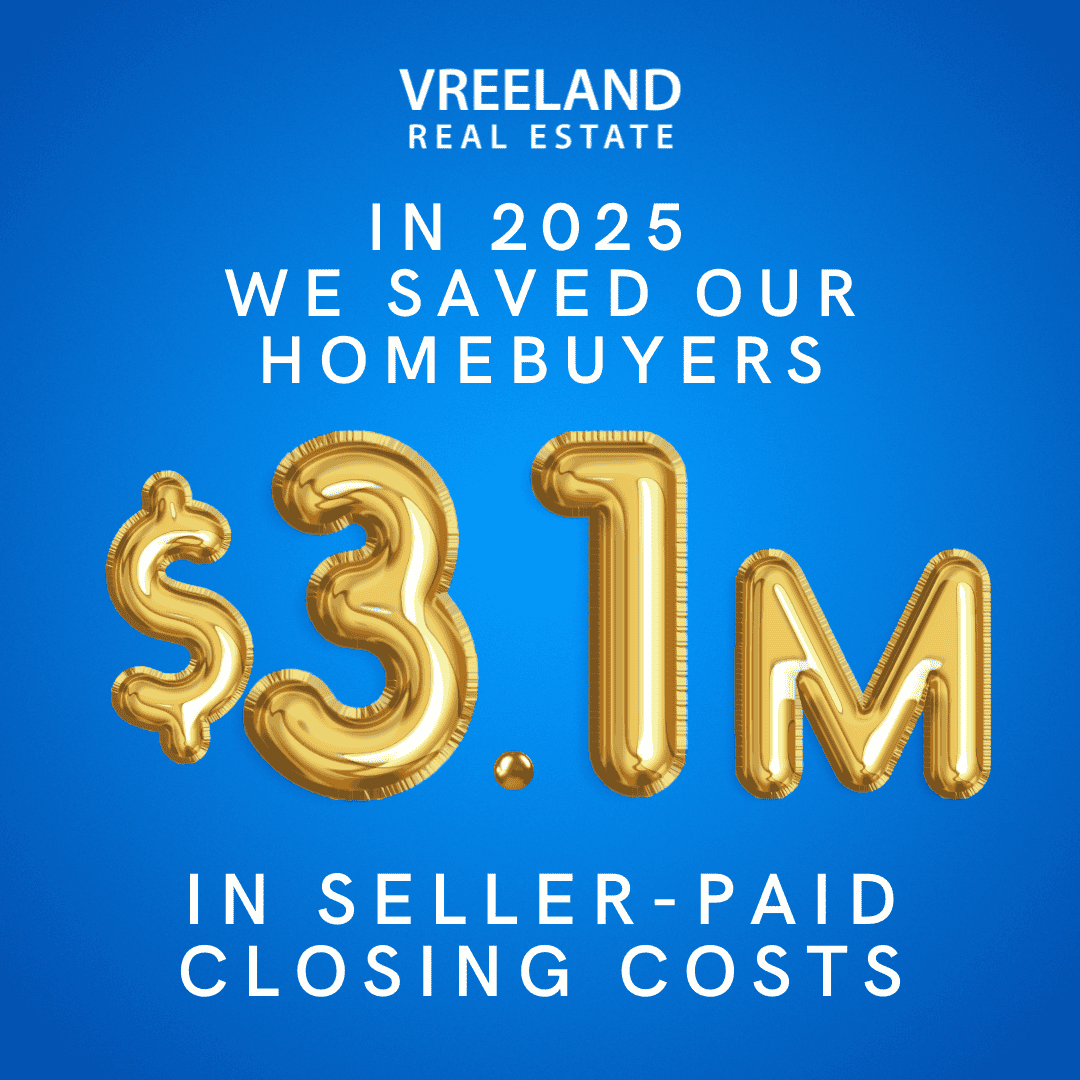 Graphic showing that Vreeland Real Estate saved Florida homebuyers 3.1 million dollars in seller-paid closing costs in 2025 across Tampa, Jacksonville, and Miami.
