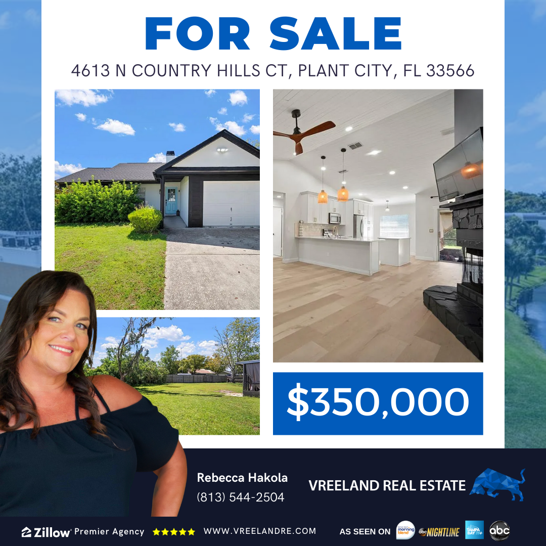 Exterior of 4613 N Country Hills Ct, a spacious family home for sale in Plant City FL.