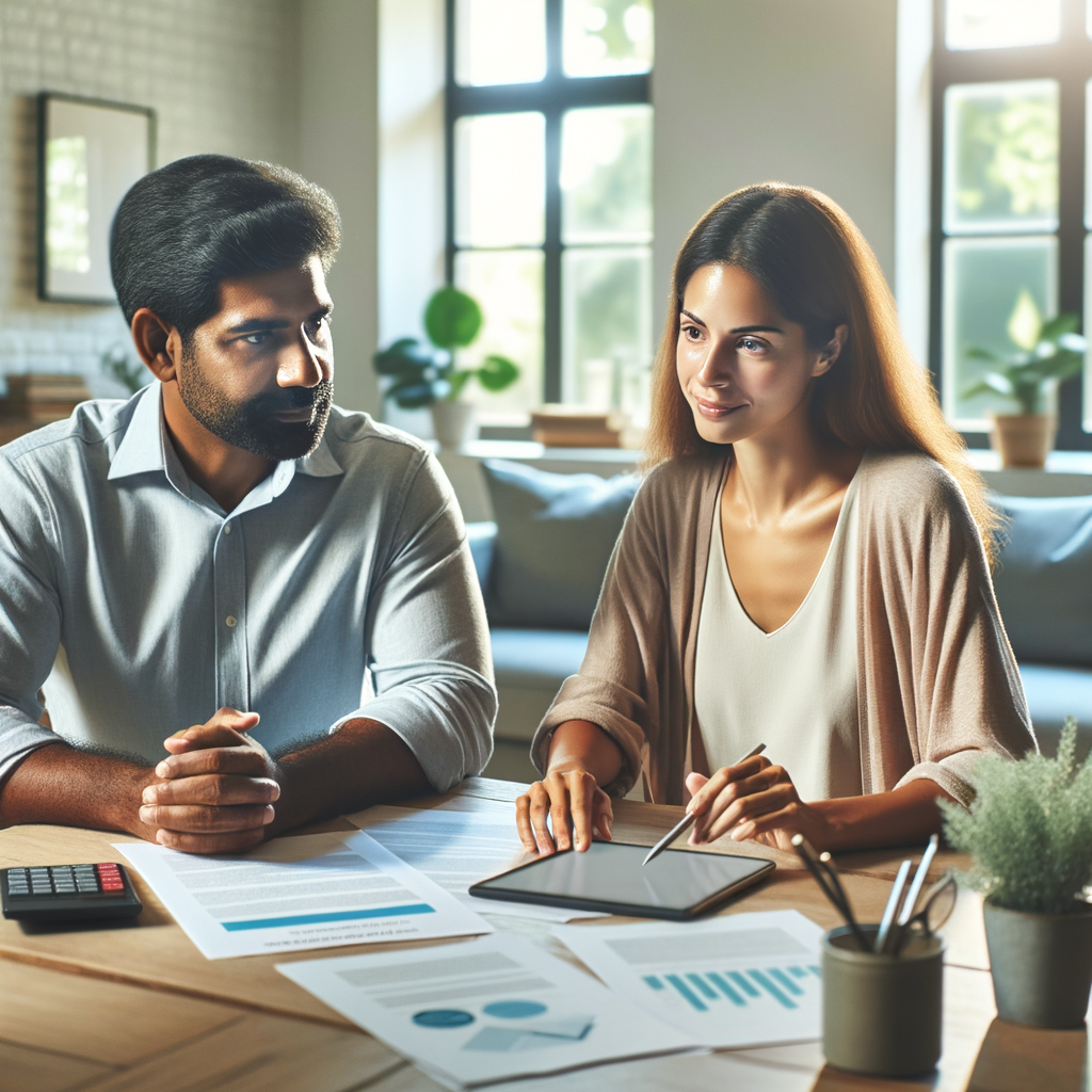 Homeowners discussing construction loan options with a lender at a table