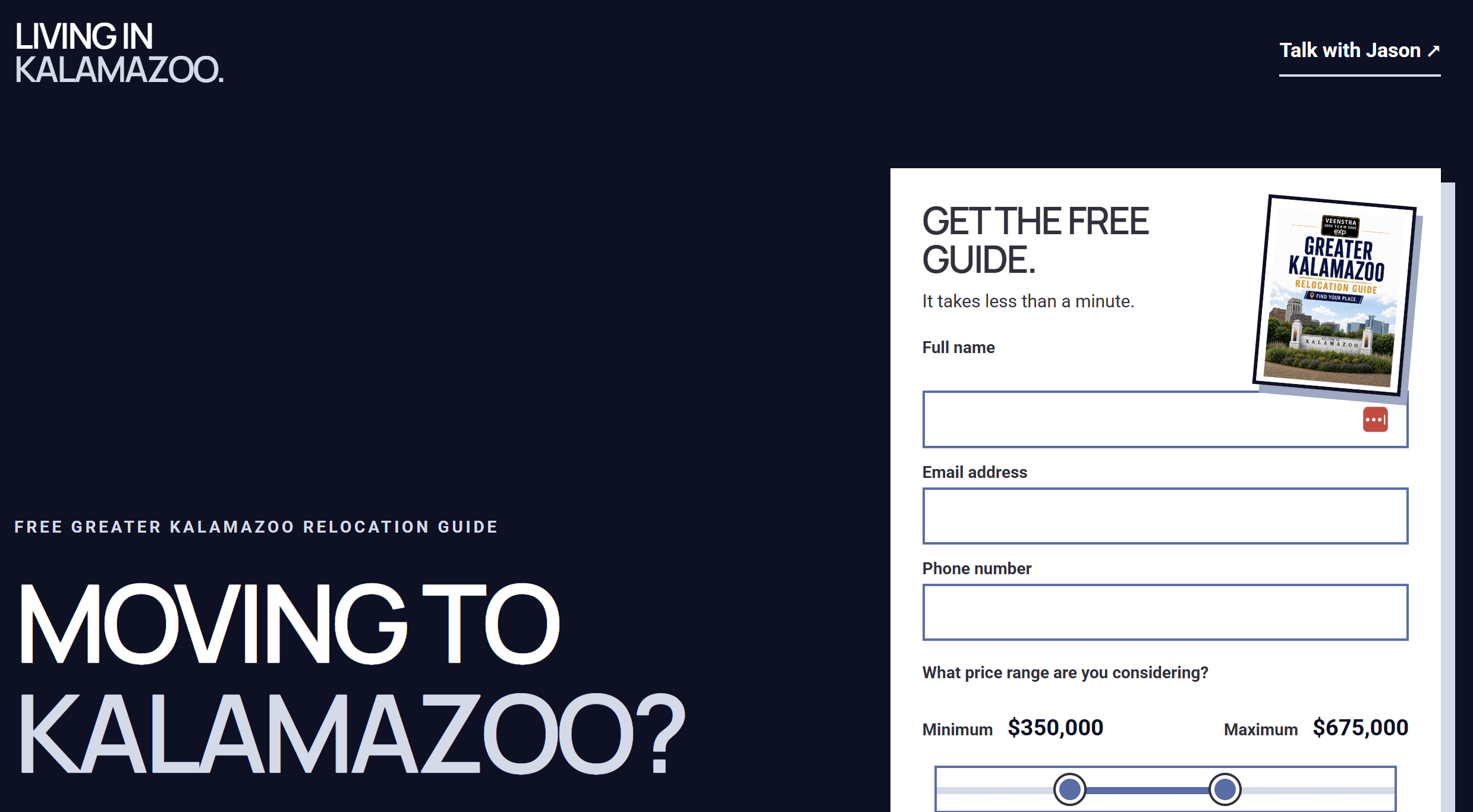 Link to sign up for Moving To Kalamazoo Guide