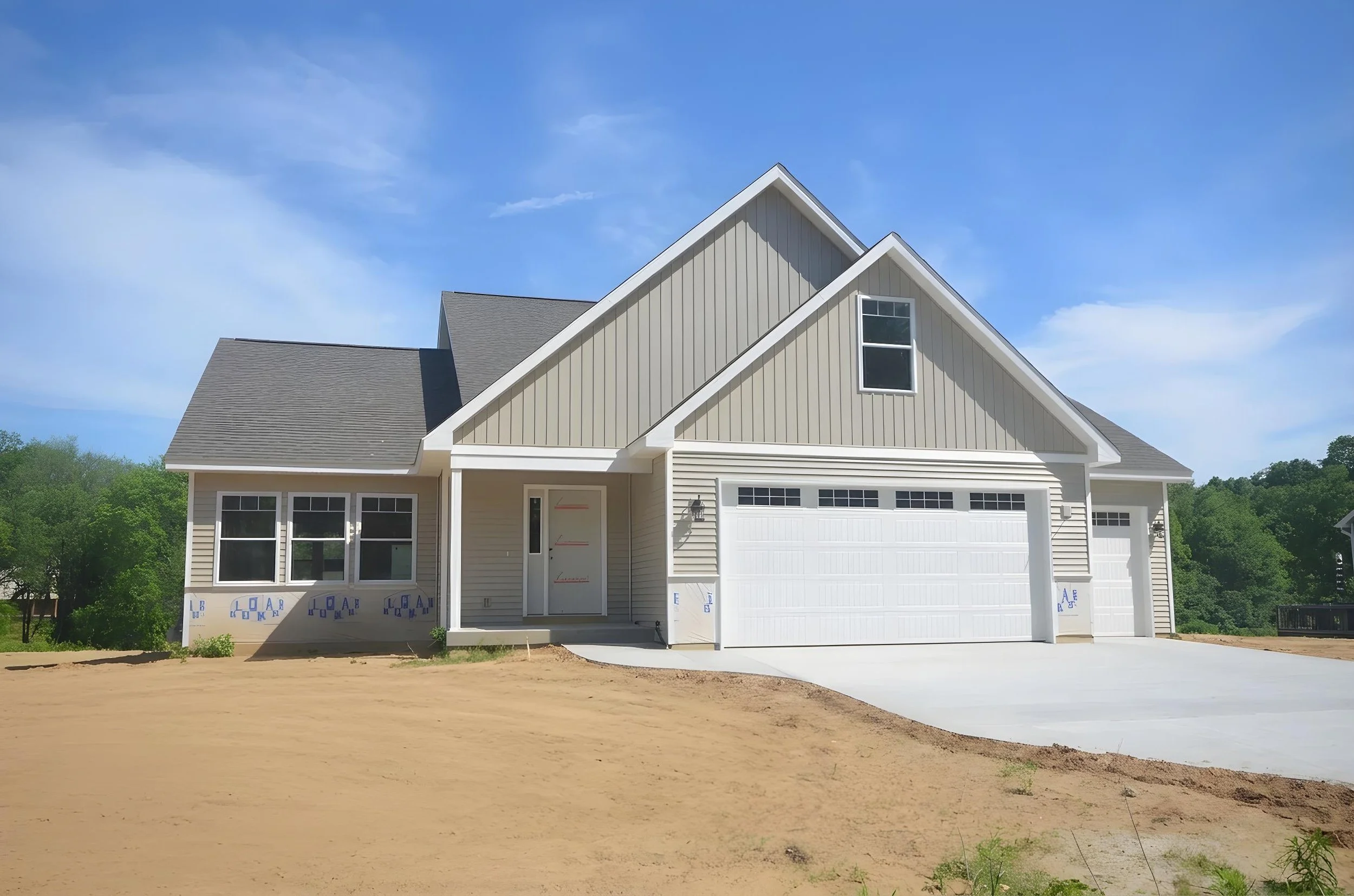 Picture of house at 237 Markus Glen that is under construction.  Due to be finished in July 2026.