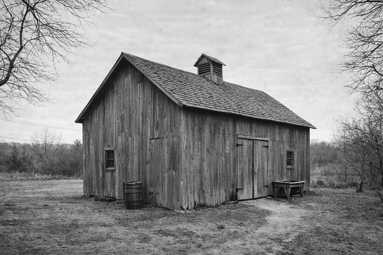 An image made by AI of what an barn built in 1866 may have looked like.