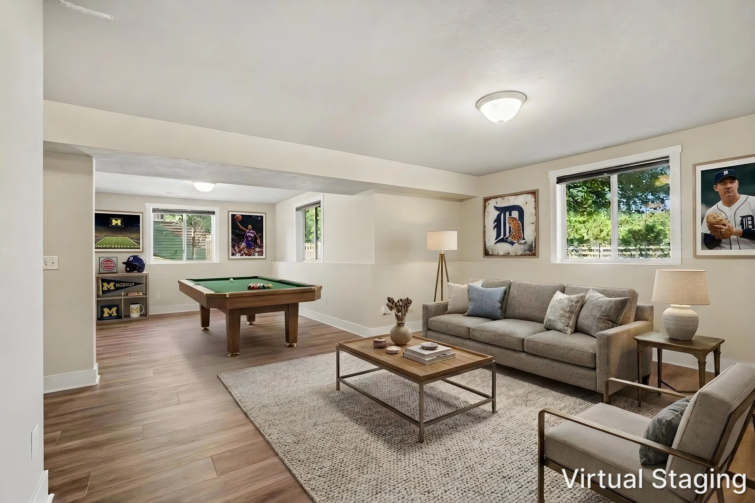 Finished basement space with daylight windows at 7292 Brindle Trail