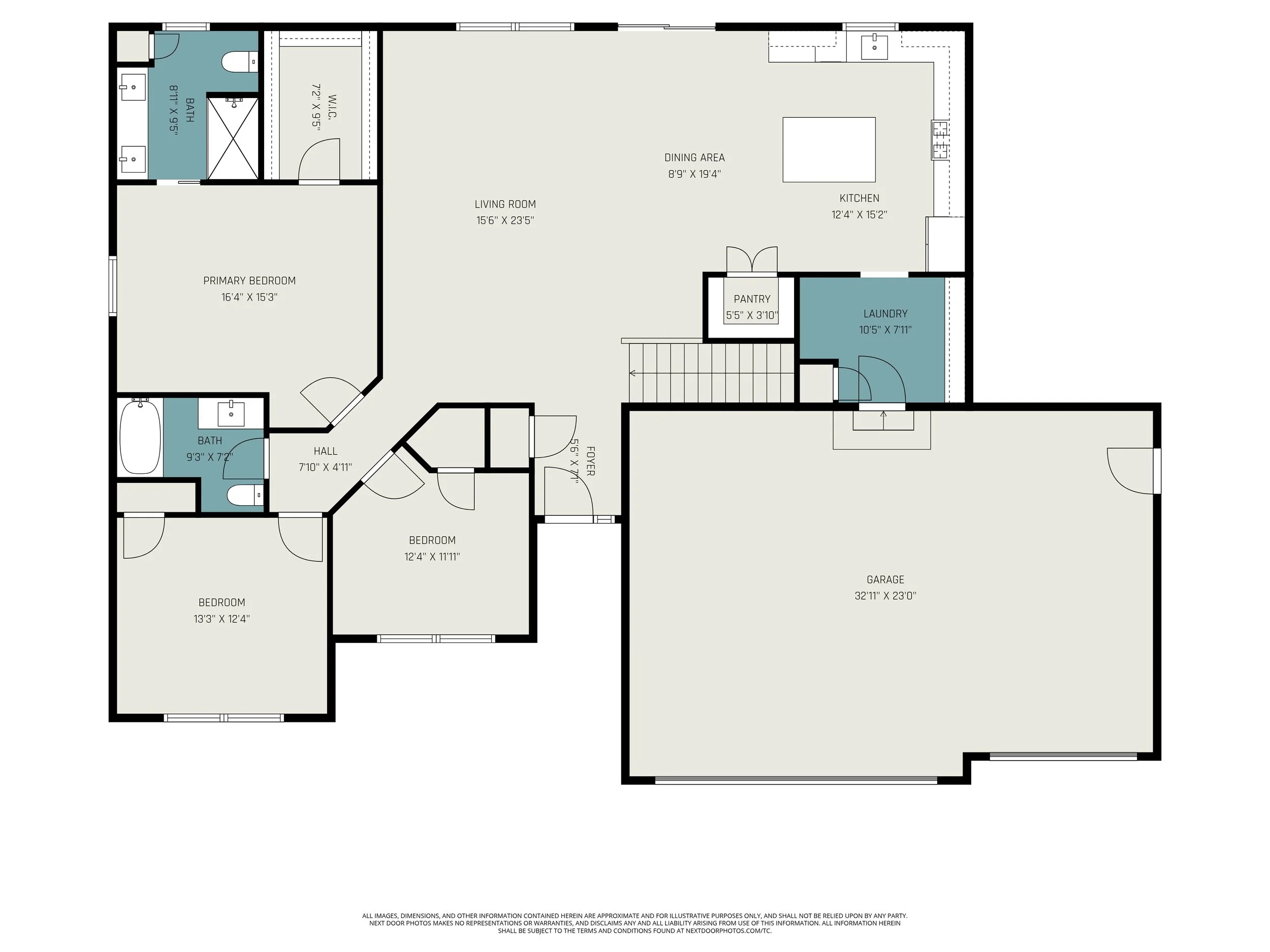 The main floor plan for 8683 Camomile that has sizes of each of the rooms as well as the layout