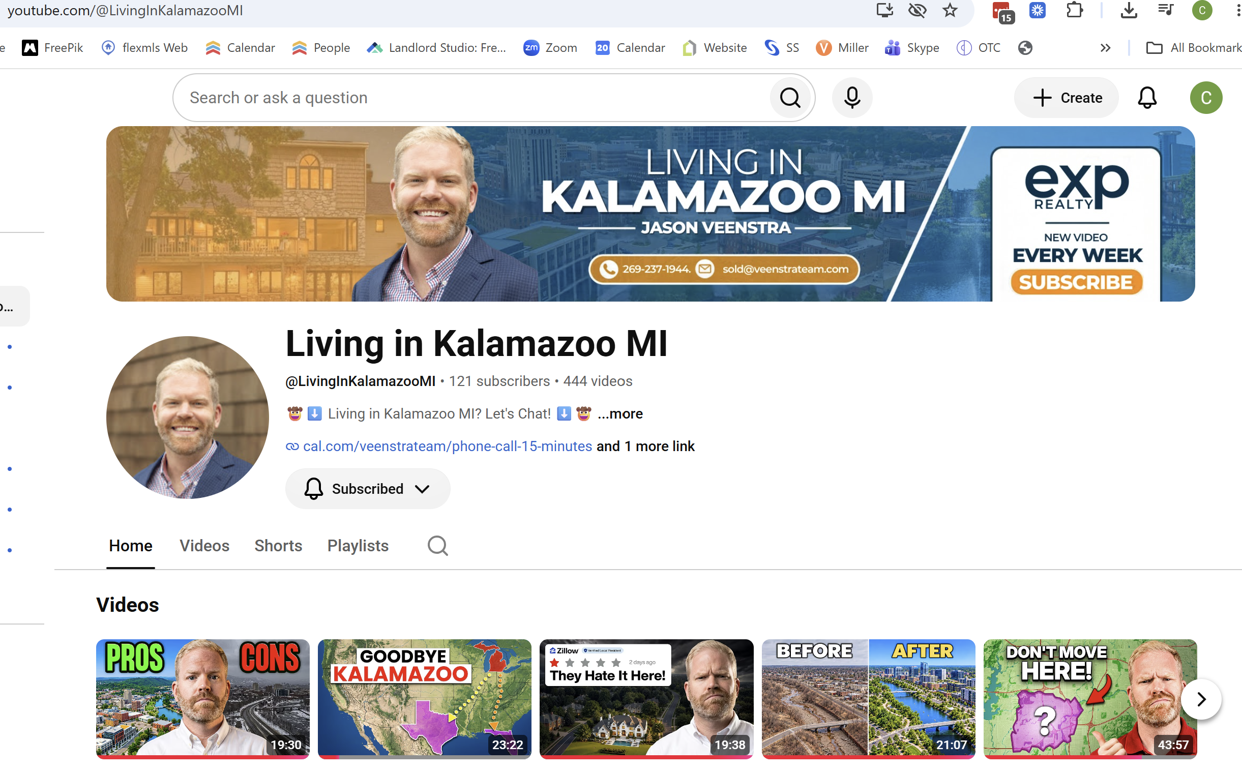 Screenshot of Jason Veenstra's You Tube Channel Living in Kalamazoo