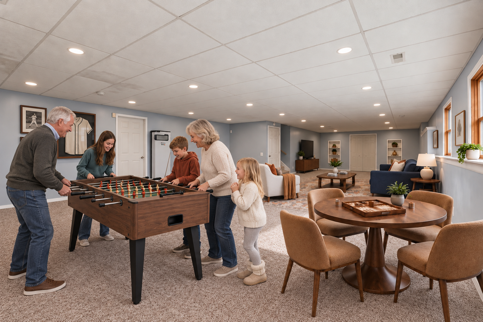 couple playing foosball with grands