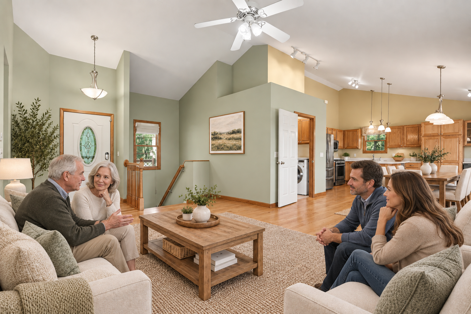 couple discussing downsizing with adult kids
