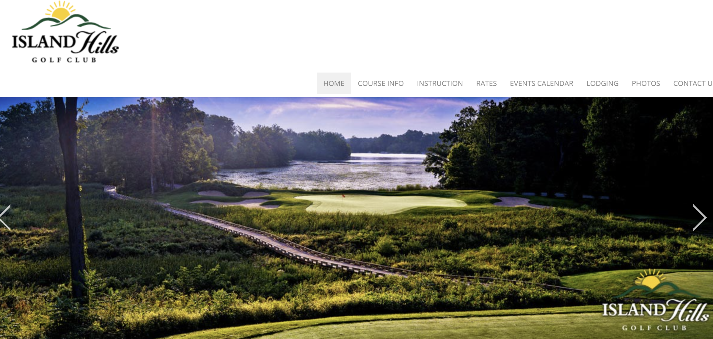 Wep page of Island Hills Golf course