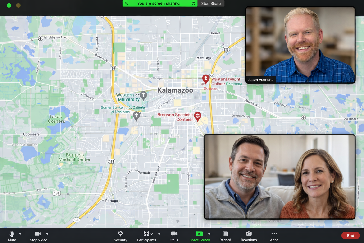 Jason Veenstra in a zoom buyer consultation with home buyers moving to Kalamazoo MI