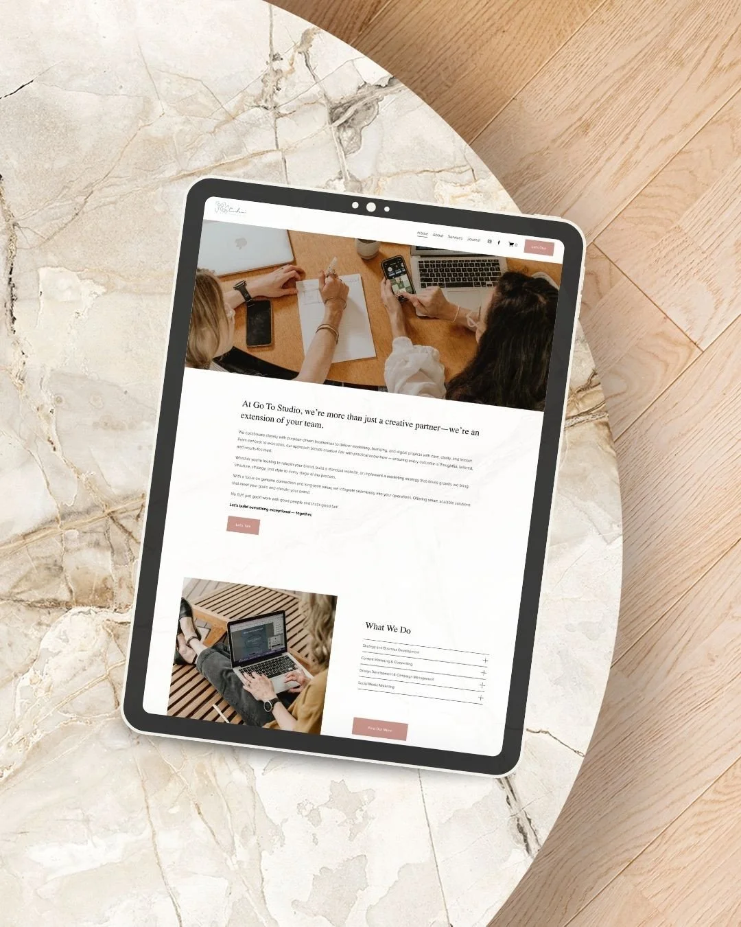 Meet your new creative partner 👀⁠
⁠
Here&rsquo;s a sneak peek of Go To Studio&rsquo;s homepage, your one-stop hub for marketing, branding, design and digital strategy.⁠
⁠
We&rsquo;re all about combining smart planning + creative flair to help brands