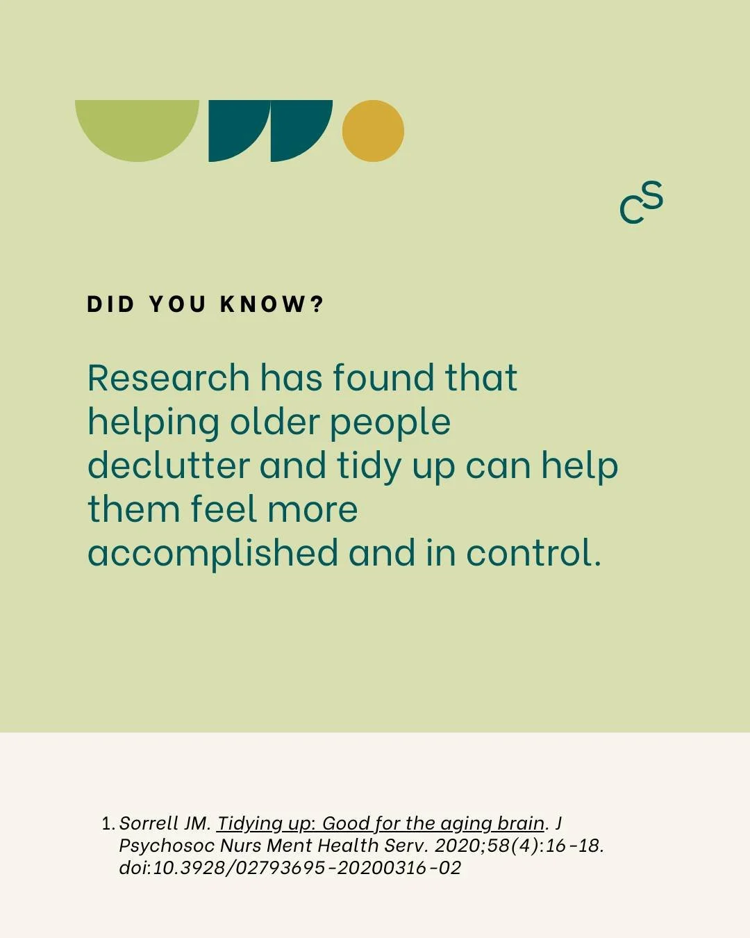 I definitely see an increase in older people's sense of wellbeing and of being in control of their home environment as they work on a decluttering project. It's also really important for long term health and safety in the home to reduce trip hazards.