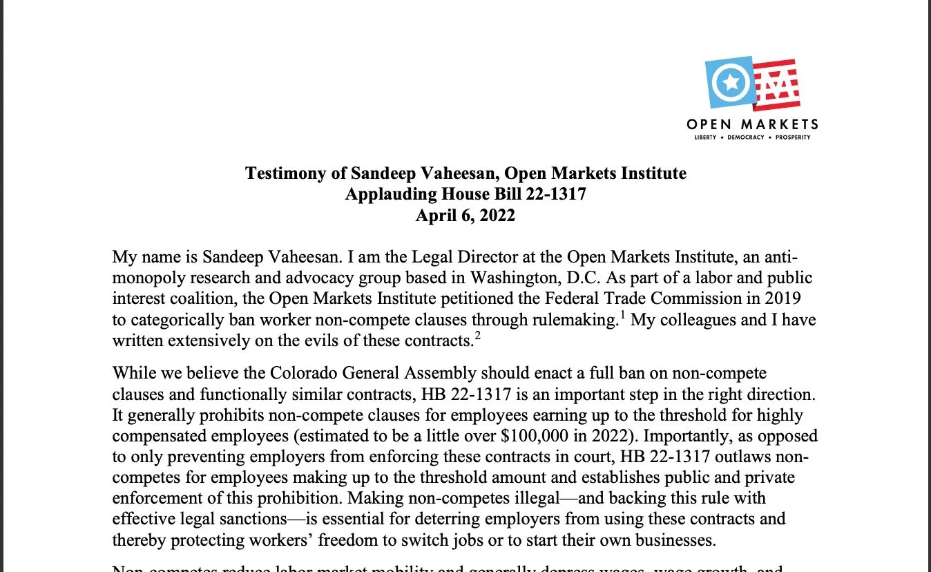 Vaheesan Testifies Before the Colorado General Assembly 