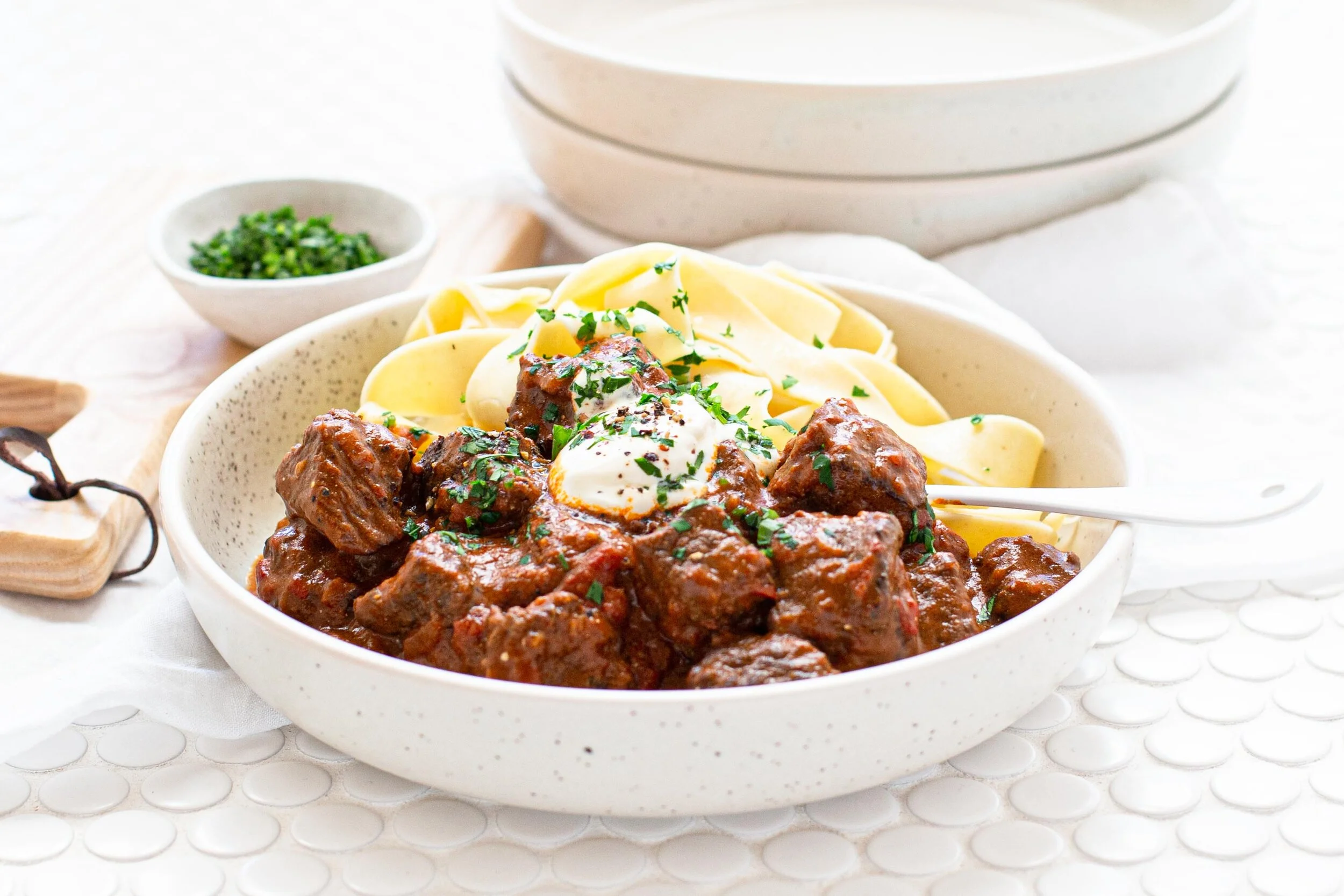 Beef Goulash with Buttered Noodles