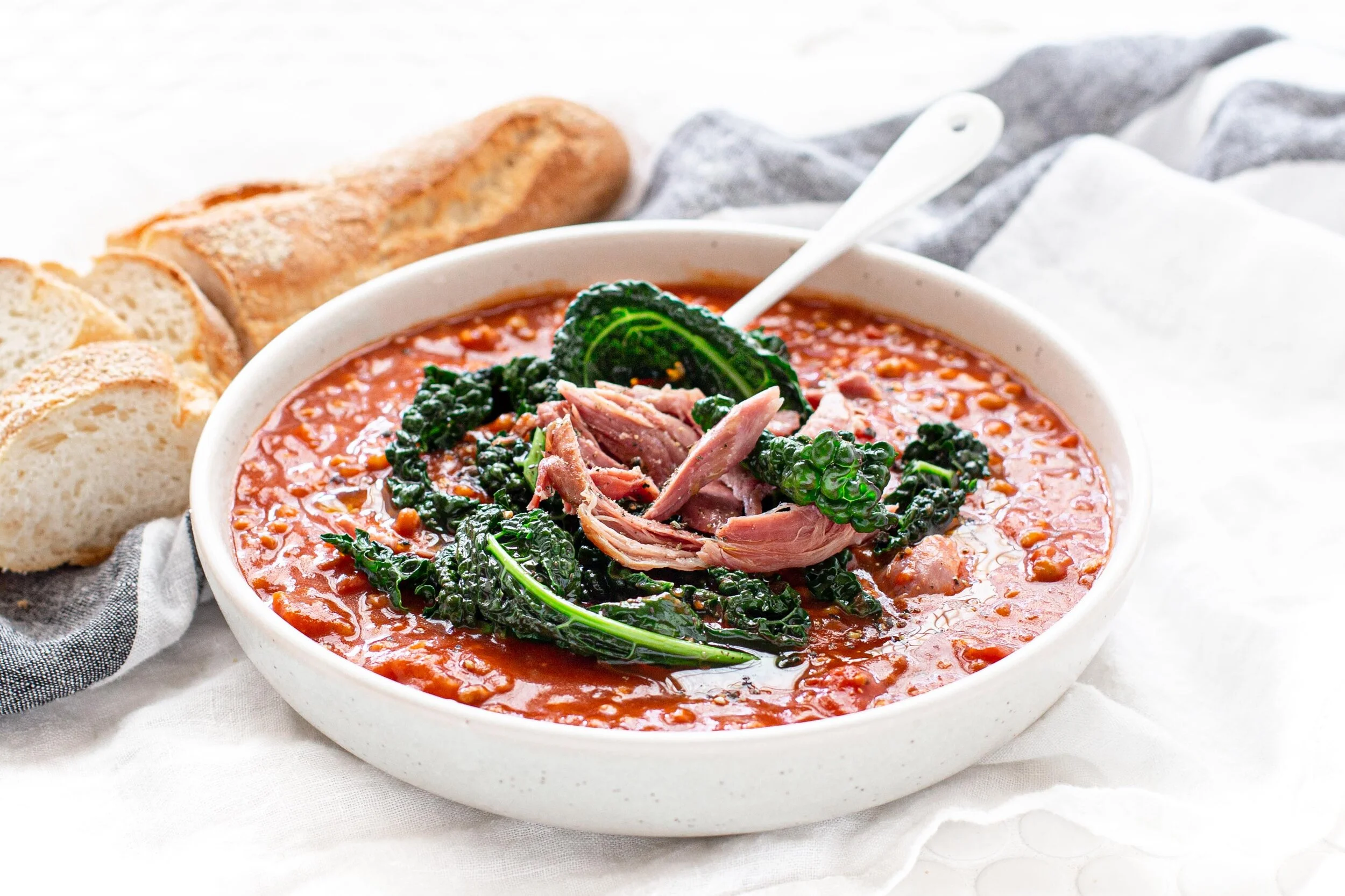 Smoked Hock, Tomato &amp; Lentil Soup with Cavolo Nero