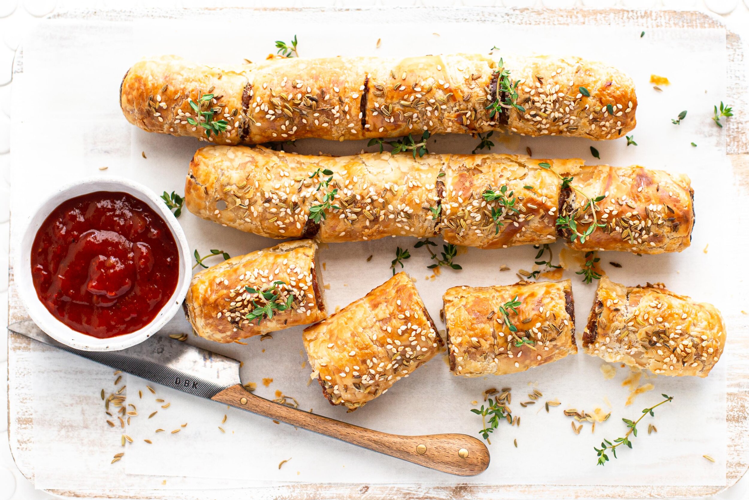Duck &amp; Fennel Sausage Rolls with Tomato Relish