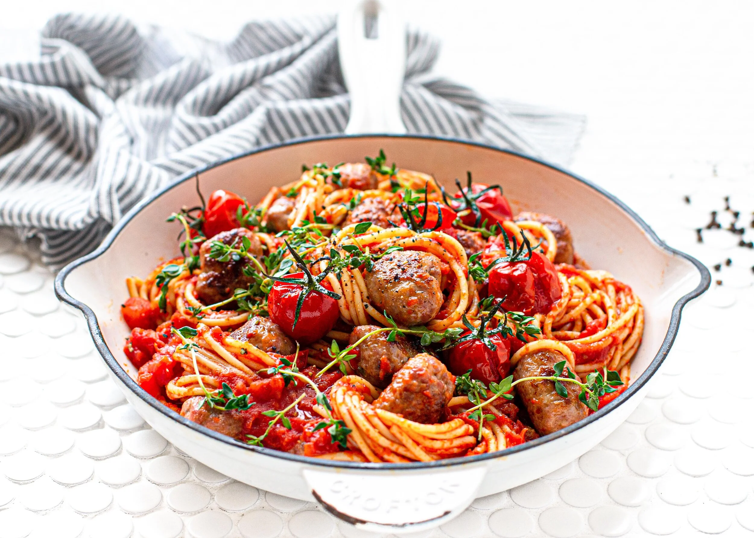 Scottish Pork Sausage, Thyme &amp; Cherry Tomato Pasta