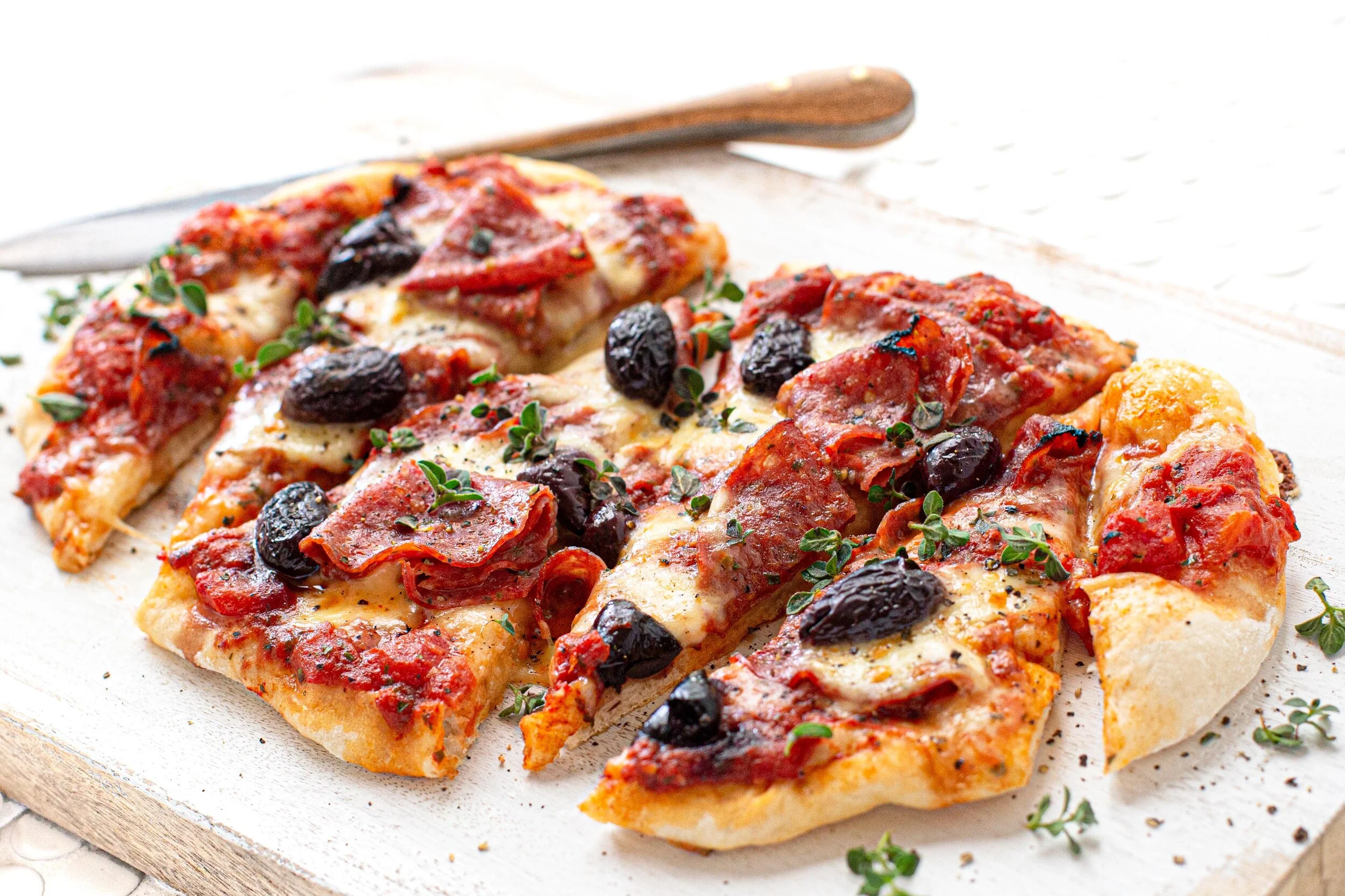 Spanish Salami, Olive &amp; Tomato Pizza