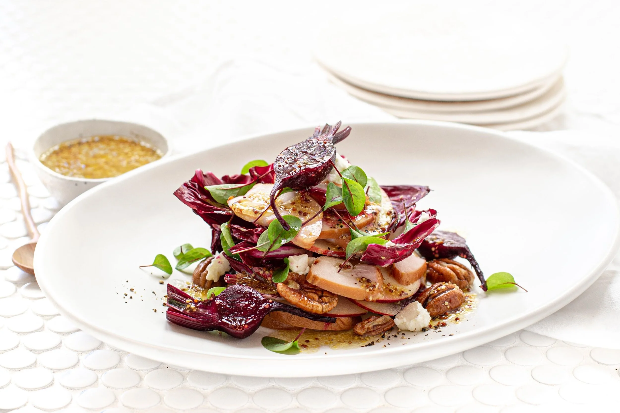 Smoked Chicken Breast Salad with Radicchio, Beetroot &amp; Apple