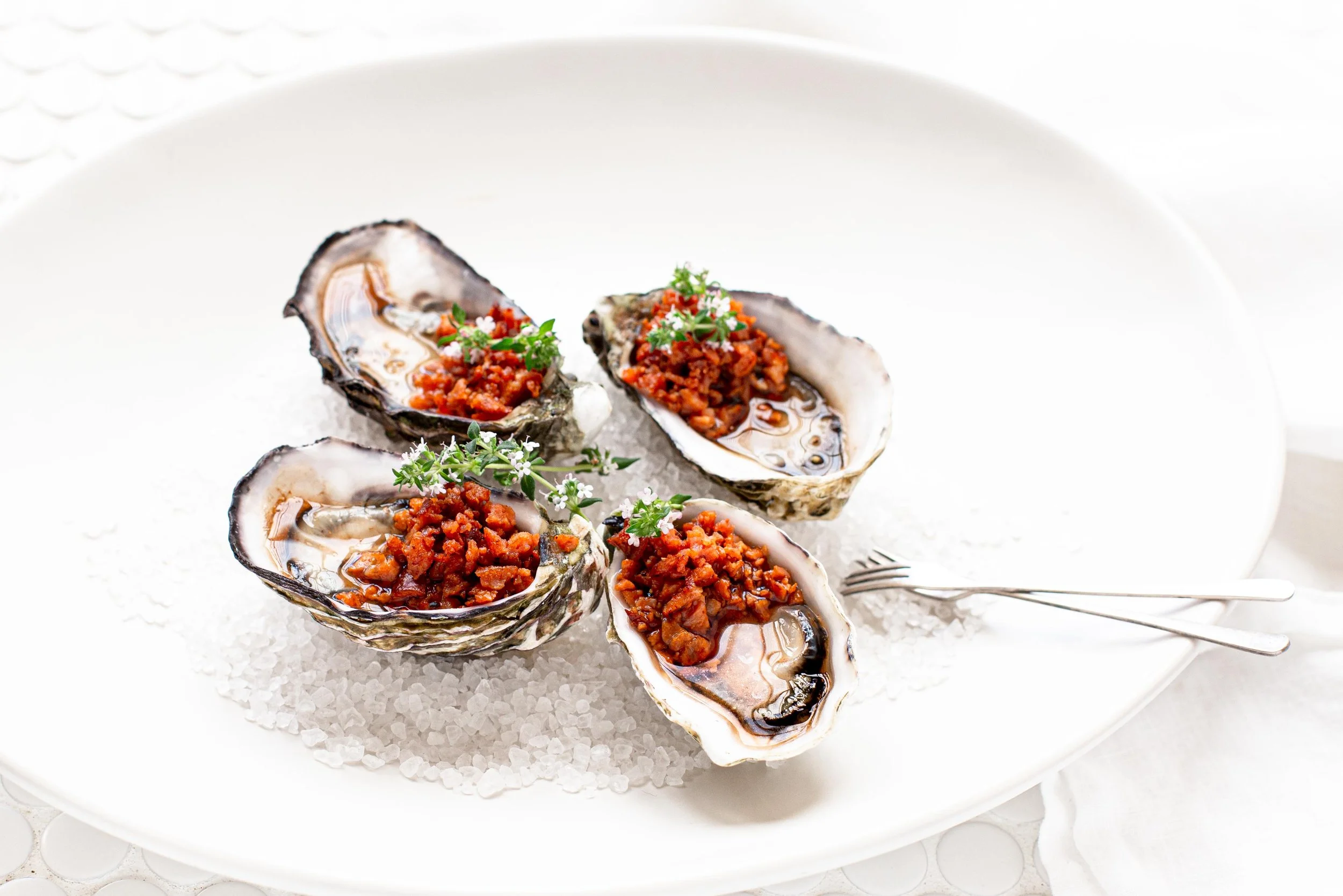 South Australian Oysters Mignonette with Chorizo Crumb