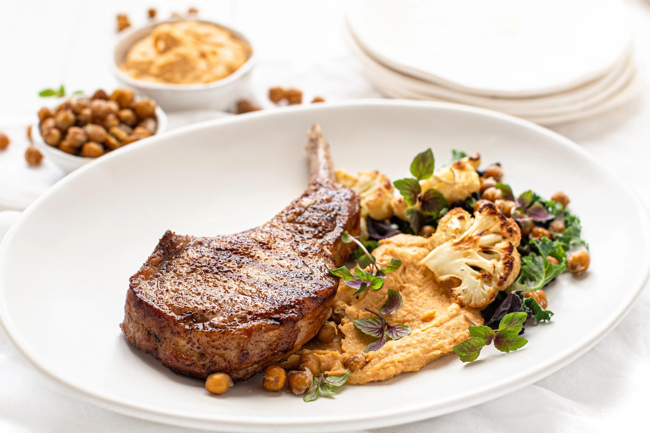 Sumac Marinated Pork Cutlets with Roasted Cauliflower