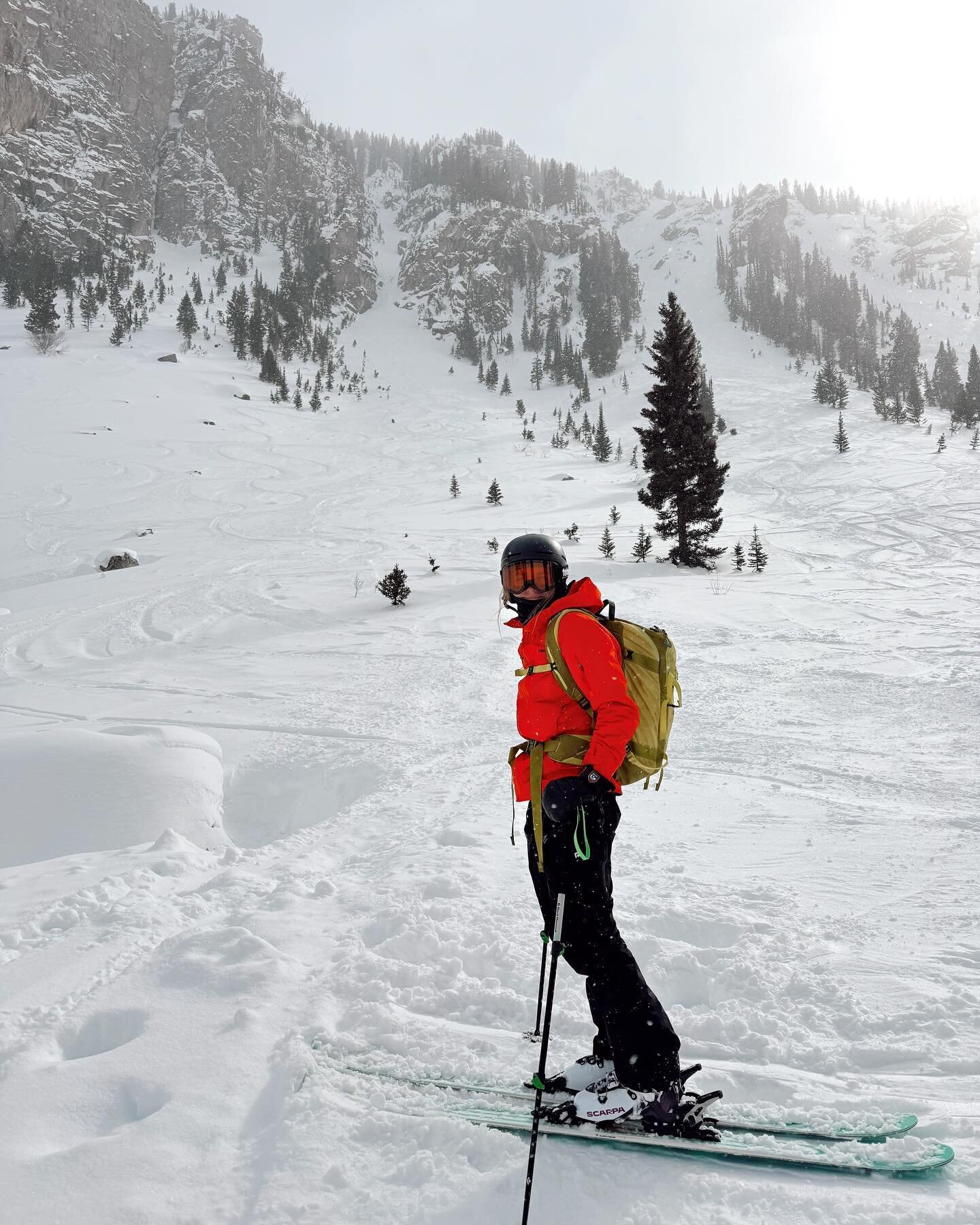 3.13.24
Got dropped off into the deep end in the backcountry 🏔️ 

My third ever tour ended up being 8 hours, flanked by world-class ski mountaineers / mountain goats 😅

Such a rad experience!! Pushing myself in the snow &bull; 4 HR spiking lines &b