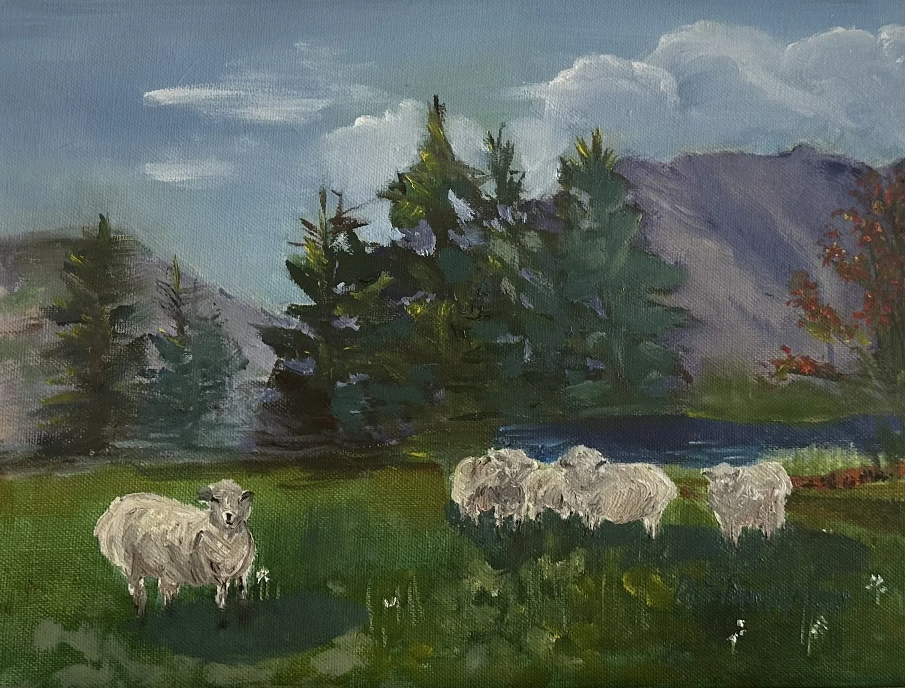 The Wooly Mountaineers, 9x12 Oil on Panel, Unframed