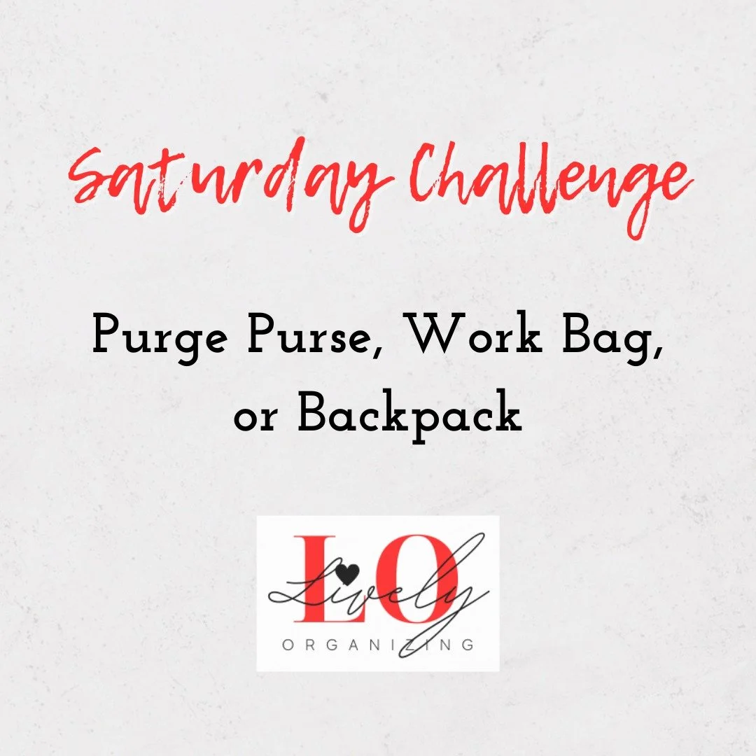 Saturday Challenge Time!
The bottom of our bag is where things go to disappear - gum wrappers, hair ties, receipts, safety pins, and more. You name it, I've seen it... and probably have it in the bottom of my bag as we speak!
Take time today to dum
