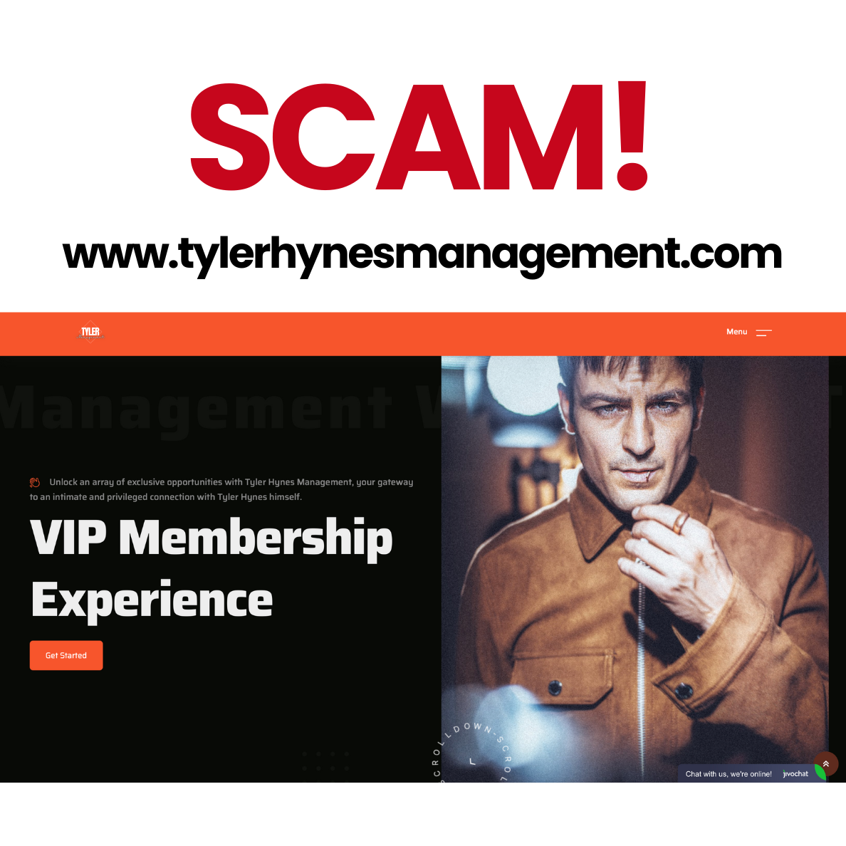 Redacted screenshot showing an impersonation scam referencing personal details to build trust with a fan.