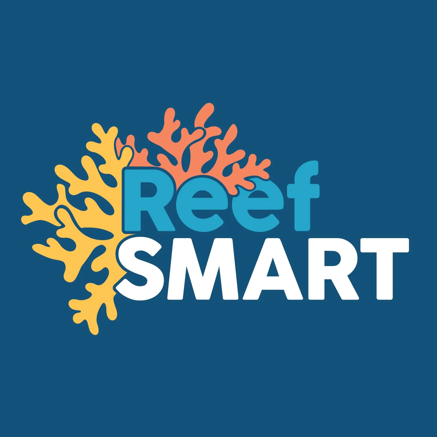 Graphic with coral reef illustration and the text "Reef SMART" in blue and white letters on a dark blue background.