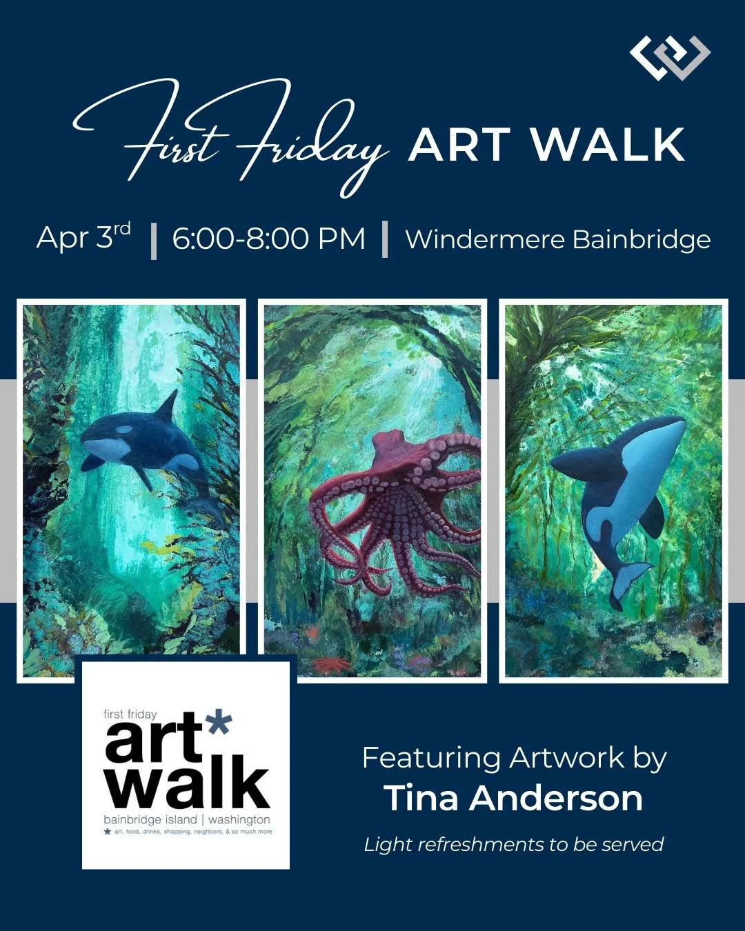 Come join us this Friday April 3rd for First Friday Art Walk! #BainbridgeIslandArtWalk #bainbridgeislandartwalk #bainbridgeislandrealestate #bainbridgeisland #bainbridgeislandlife