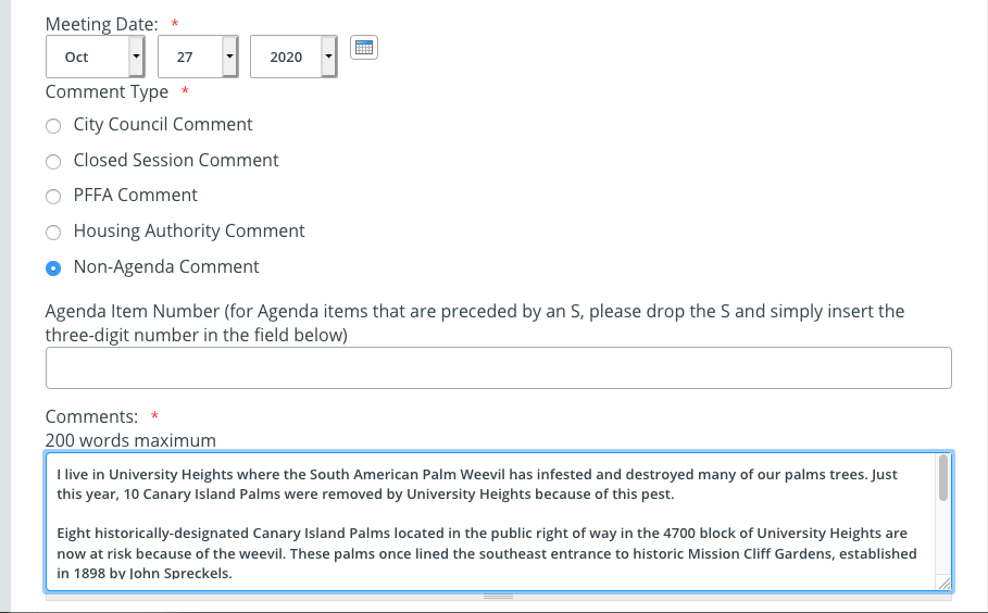 Sample City Council Webform