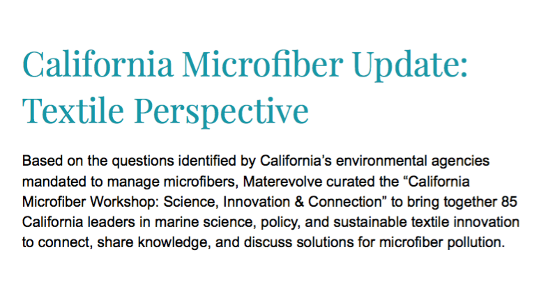 NOAA + Materevolve "California Microfiber Update: A Textile Perspective" Report & Workshop
