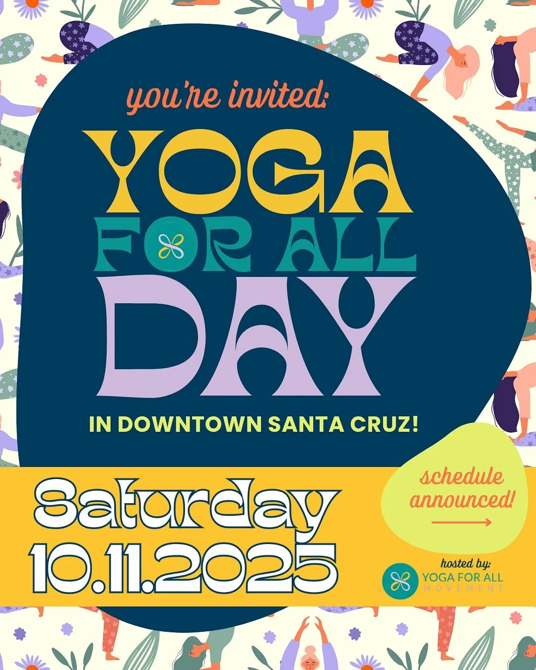 The countdown is on ‼️ The first annual YOGA FOR ALL DAY in Downtown Santa Cruz commences this Saturday, and we&rsquo;re so excited to share what we have in store for you &mdash; swipe to view our schedule and more!

We hope to see you there! Let us 