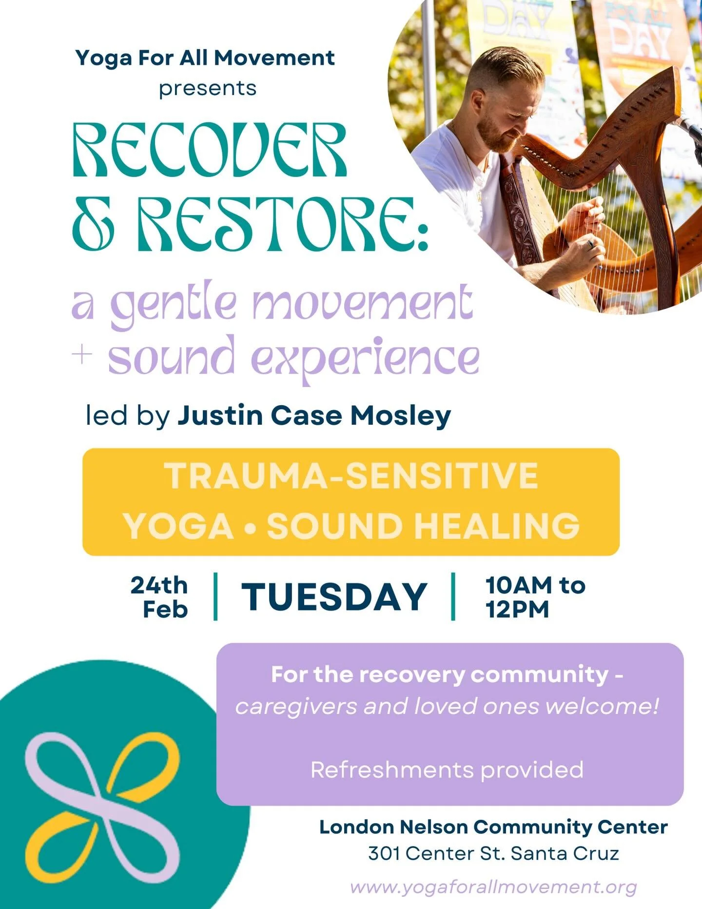 We&rsquo;re kicking off a special Recover &amp; Restore series on Tuesday! Justin Case Mosley (@thelovebyrdsmusic) will be leading a gentle movement and sound healing🪉✨

🗓️ Tuesday, 2.24 10am to 12pm
📍 @londonnelsoncenter 

This series is for the 