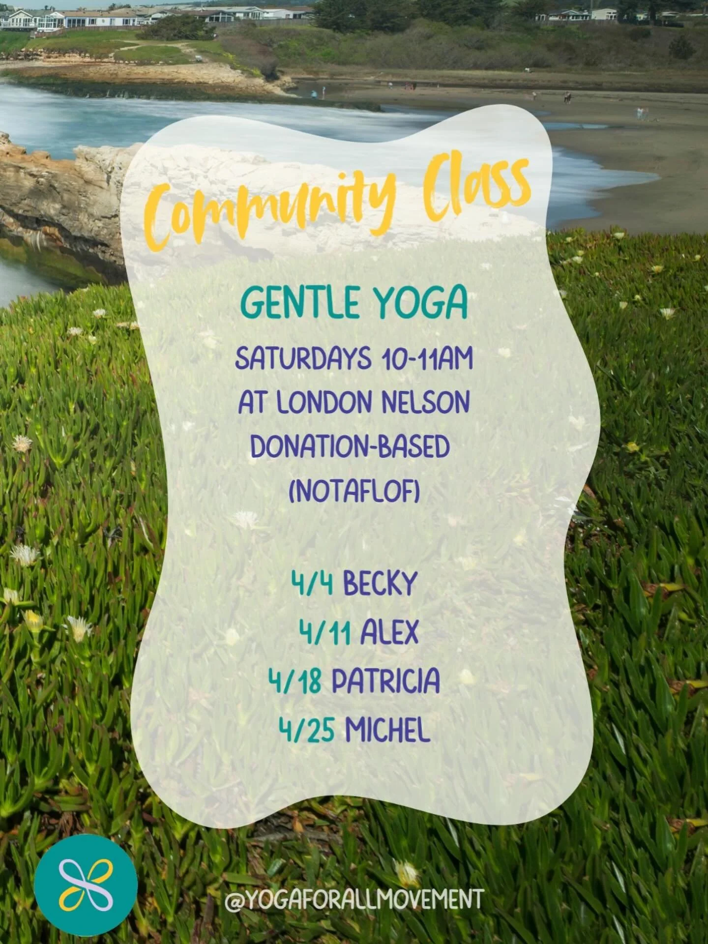 Happy Saturday! Here&rsquo;s a look at who is teaching our community class, 10-11am (same time as our Monday and Friday classes) at @londonnelsoncenter this month. See you on the mat!