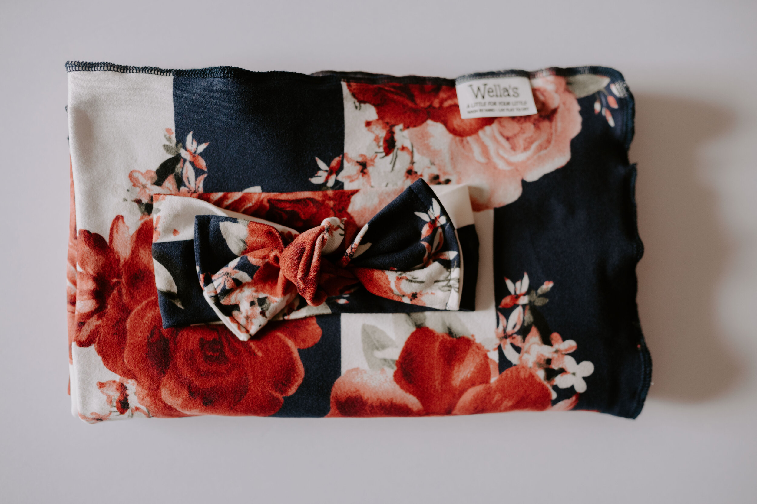 Navy Striped Floral Swaddle Only