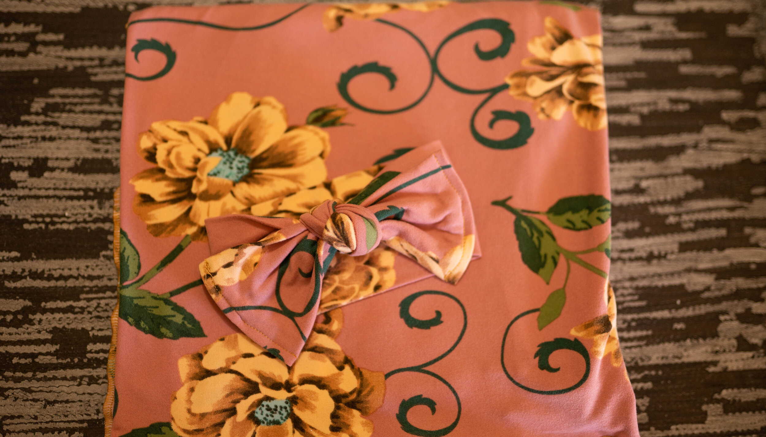 Dusty Rose Swaddle and Bow