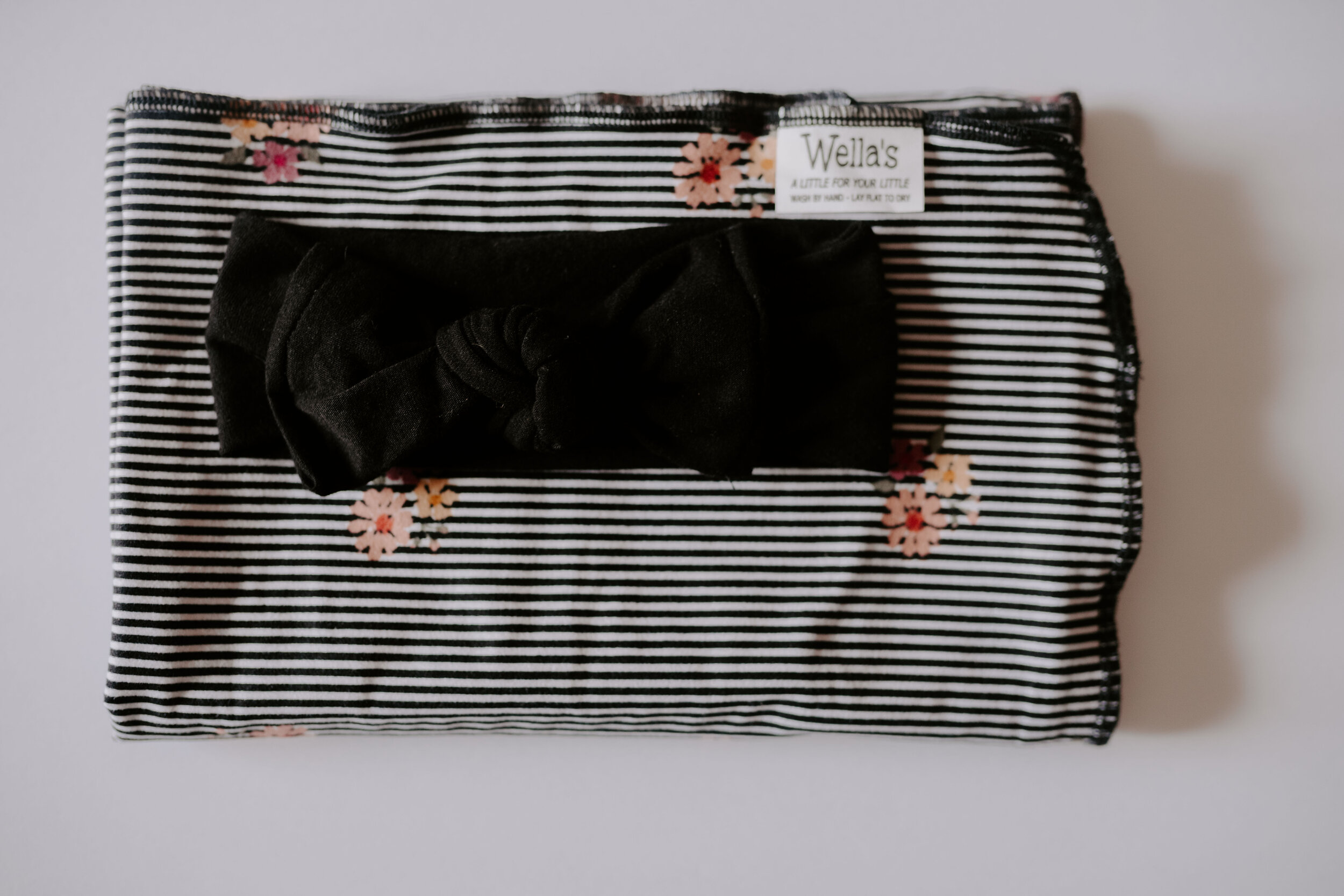 Classic Striped Floral Swaddle and Bow