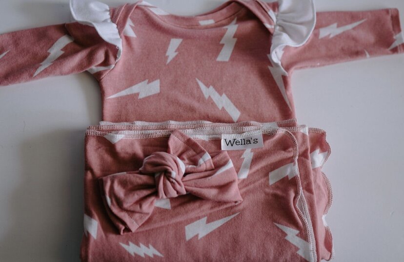 Pink Bolt Swaddle and Bow (Gown sold separately)
